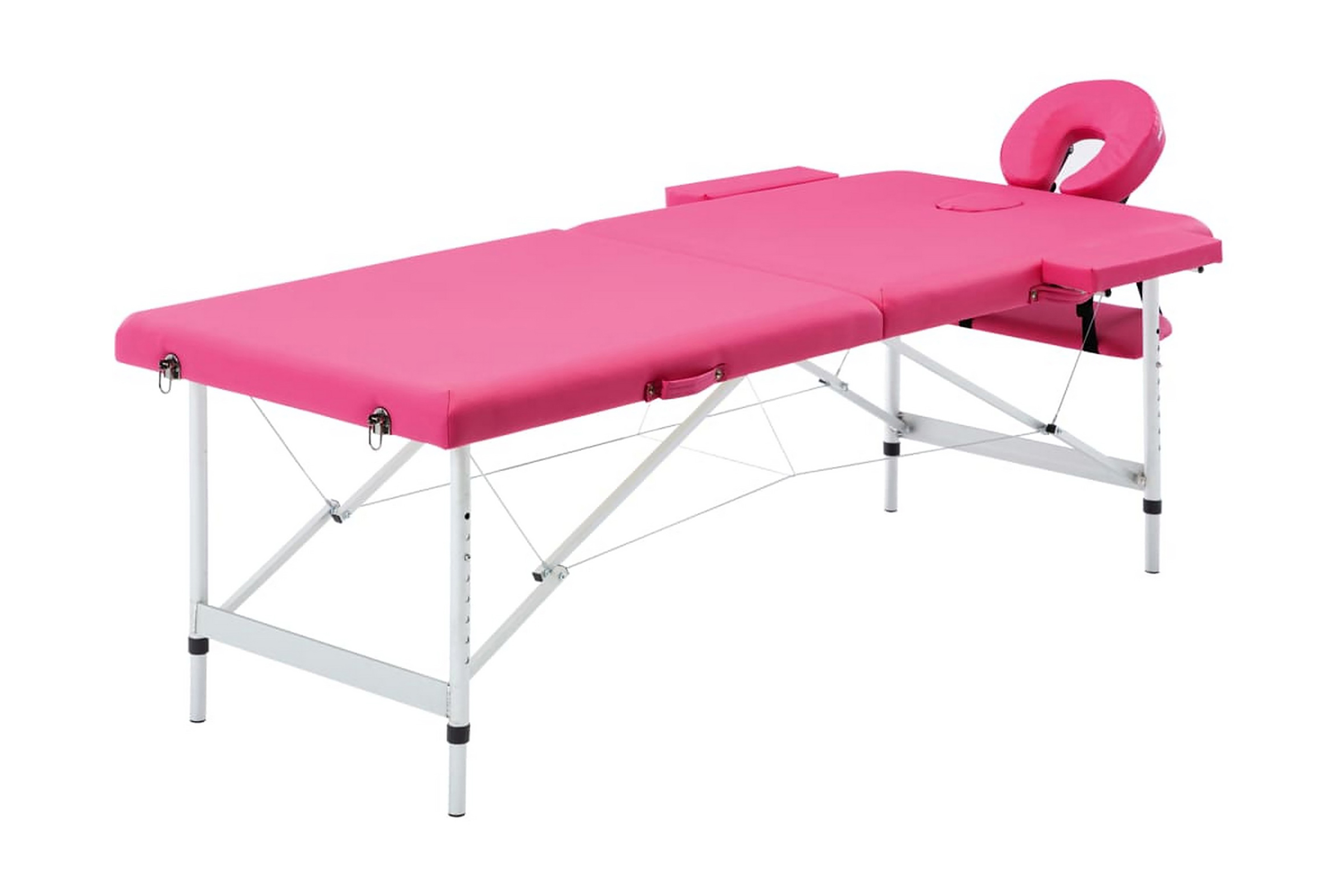 Hopfällbar massagebänk 2 sektioner aluminium rosa – Rosa