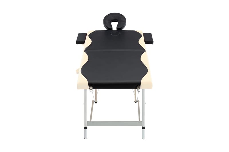 Hopfällbar massagebänk 2 sektioner aluminium svart och beige - Svart - Kök & hushåll - Personvård & hälsa - Massage & välbefinnande - Massagebänk & massagebord