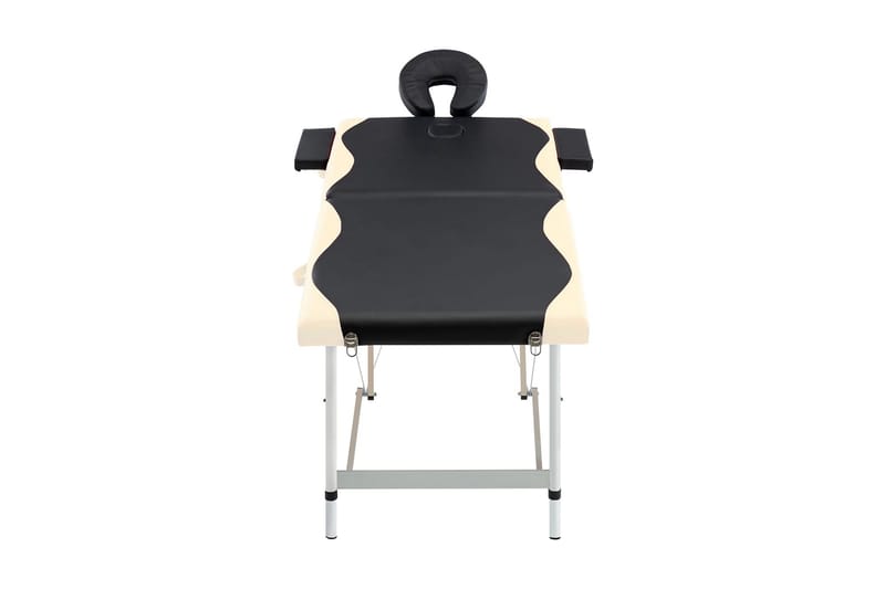 Hopfällbar massagebänk 2 sektioner aluminium svart och beige - Svart - Massagebänk & massagebord