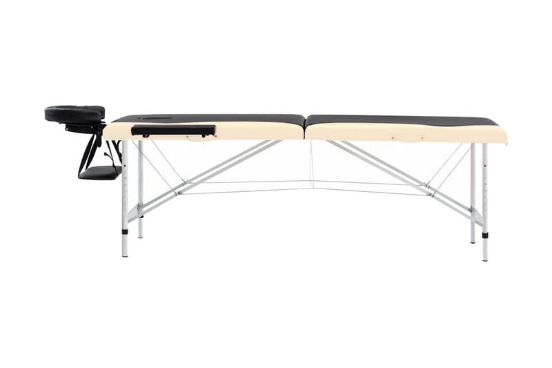 Hopfällbar massagebänk 2 sektioner aluminium svart och beige - Svart - Kök & hushåll - Personvård & hälsa - Massage & välbefinnande - Massagebänk & massagebord