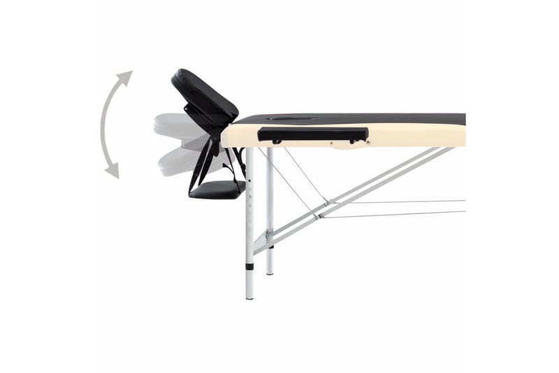 Hopfällbar massagebänk 2 sektioner aluminium svart och beige - Svart - Kök & hushåll - Personvård & hälsa - Massage & välbefinnande - Massagebänk & massagebord