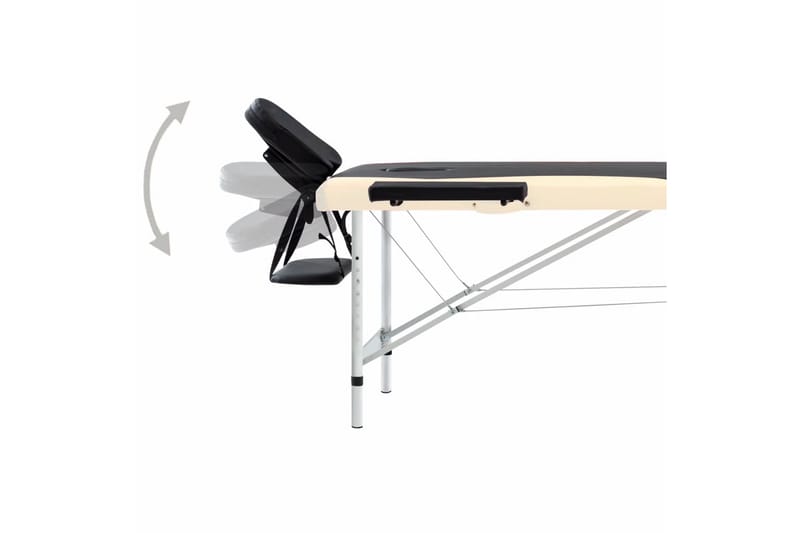 Hopfällbar massagebänk 2 sektioner aluminium svart och beige - Svart - Massagebänk & massagebord