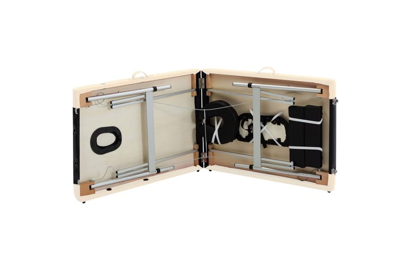 Hopfällbar massagebänk 2 sektioner aluminium svart och beige - Svart - Kök & hushåll - Personvård & hälsa - Massage & välbefinnande - Massagebänk & massagebord