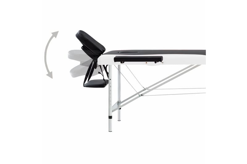 Hopfällbar massagebänk 2 sektioner aluminium svart och vit - Svart - Massagebänk & massagebord