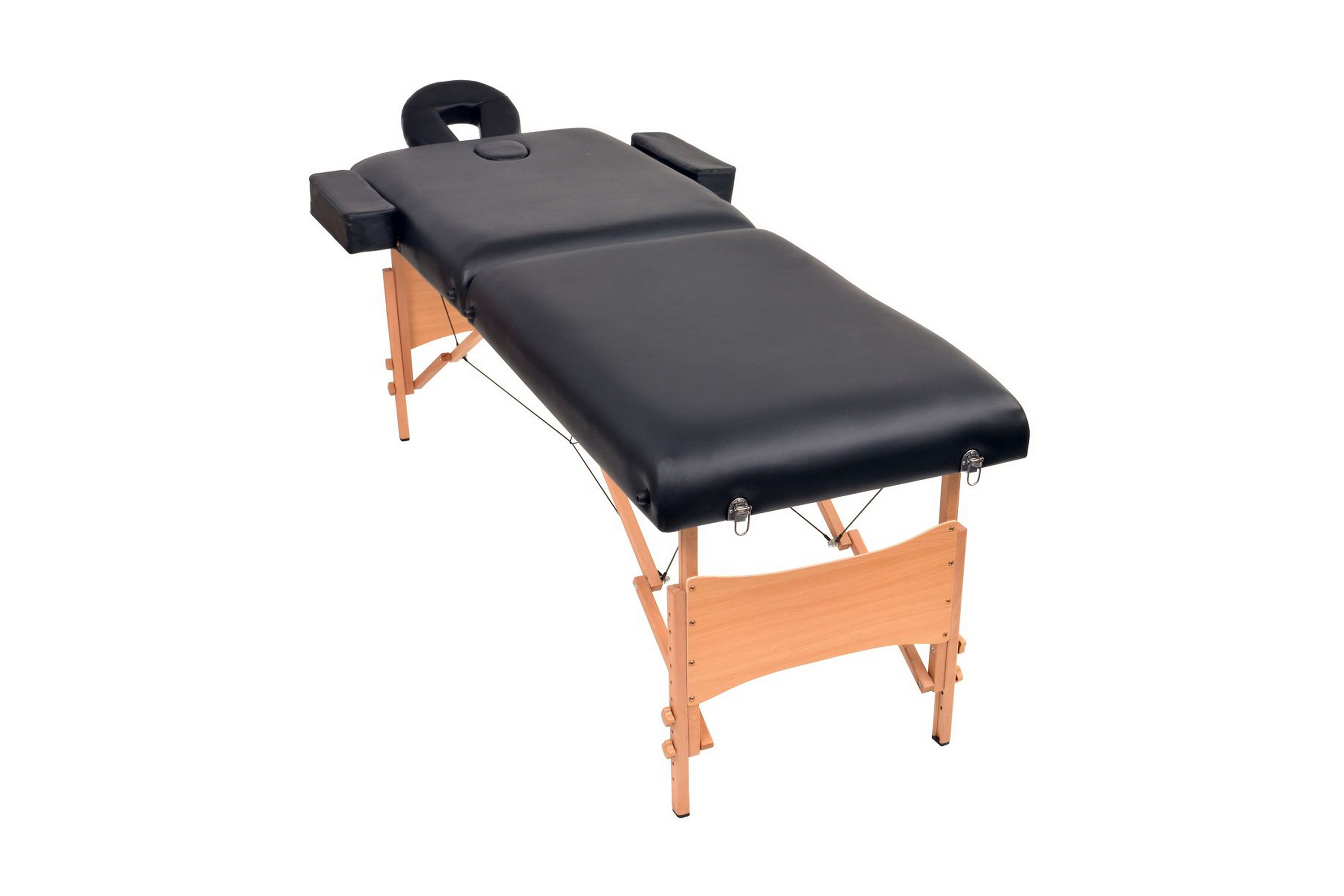 Hopfällbar massagebänk 2 sektioner och pall set 10 cm tjock – Svart