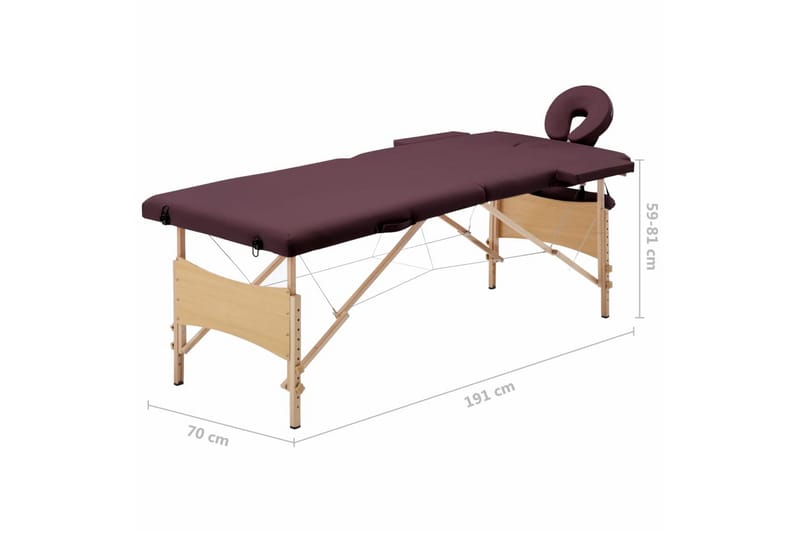 Hopfällbar massagebänk 2 sektioner trä lila - Lila - Kök & hushåll - Personvård & hälsa - Massage & välbefinnande - Massagebänk & massagebord