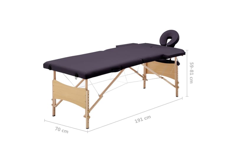 Hopfällbar massagebänk 2 sektioner trä mörklila - Lila - Kök & hushåll - Personvård & hälsa - Massage & välbefinnande - Massagebänk & massagebord