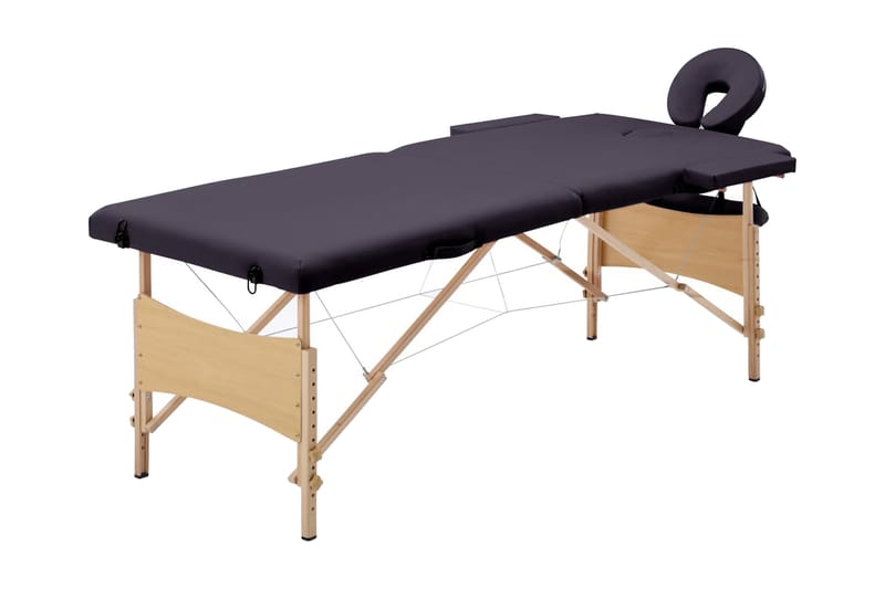 Hopfällbar massagebänk 2 sektioner trä mörklila - Lila - Kök & hushåll - Personvård & hälsa - Massage & välbefinnande - Massagebänk & massagebord