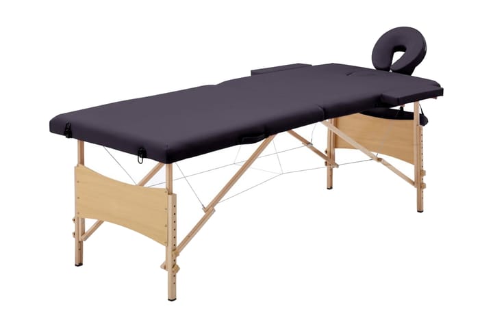 Hopfällbar massagebänk 2 sektioner trä mörklila - Massagebänk & massagebord