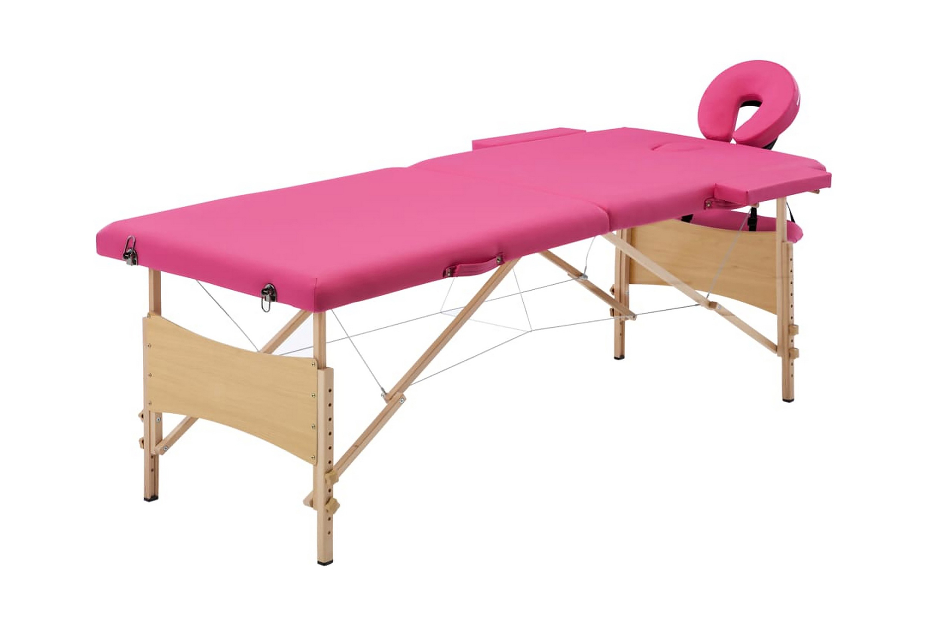 Hopfällbar massagebänk 2 sektioner trä rosa – Rosa