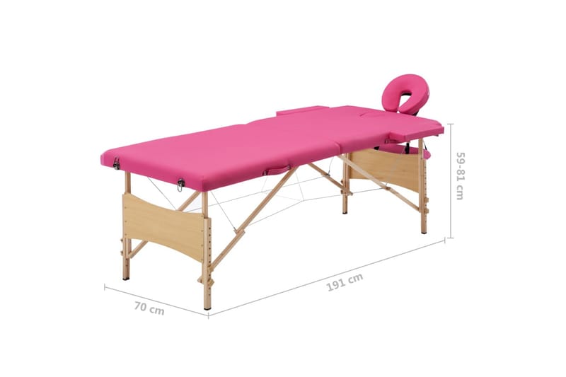 Hopfällbar massagebänk 2 sektioner trä rosa - Rosa - Massagebänk & massagebord