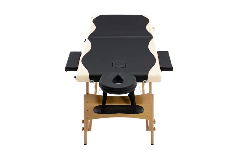Hopfällbar massagebänk 2 sektioner trä svart och beige - Svart - Massagebänk & massagebord