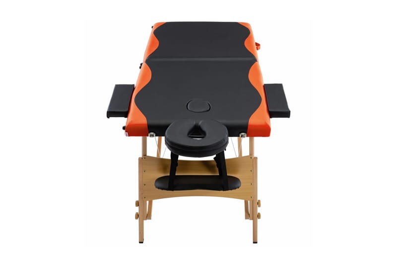 Hopfällbar massagebänk 2 sektioner trä svart och orange - Svart - Massagebänk & massagebord
