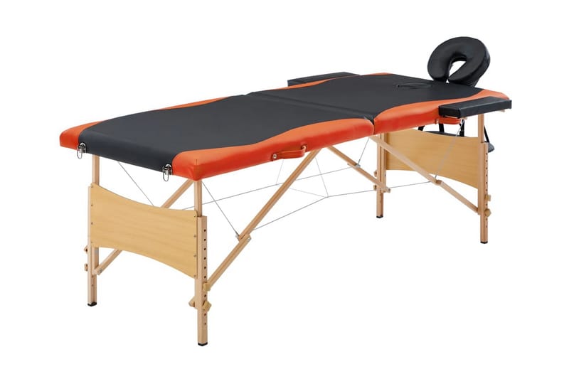 Hopfällbar massagebänk 2 sektioner trä svart och orange - Svart - Massagebänk & massagebord