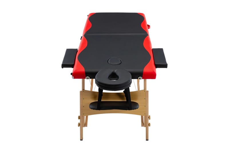 Hopfällbar massagebänk 2 sektioner trä svart och röd - Svart - Massagebänk & massagebord