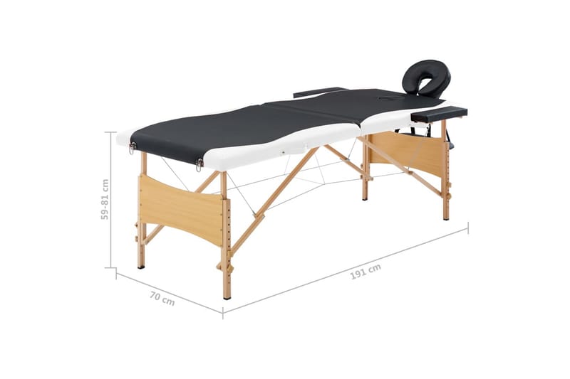Hopfällbar massagebänk 2 sektioner trä svart och vit - Svart - Kök & hushåll - Personvård & hälsa - Massage & välbefinnande - Massagebänk & massagebord