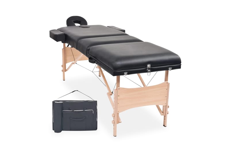 Hopfällbar massagebänk 3 sektioner 10 cm tjock svart - Svart - Kök & hushåll - Personvård & hälsa - Massage & välbefinnande - Massagebänk & massagebord