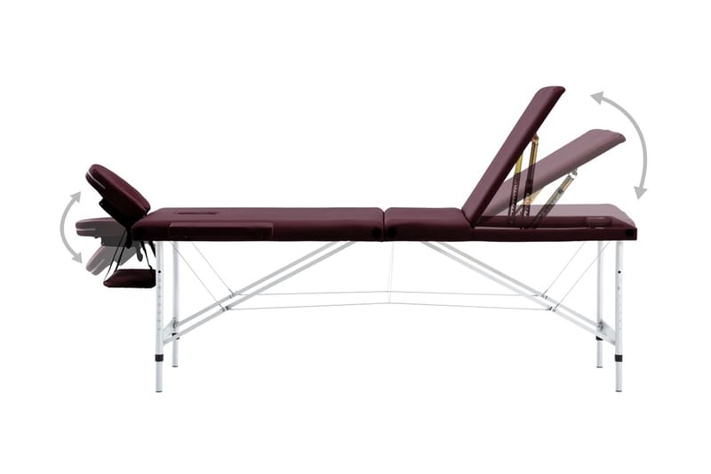 Hopfällbar massagebänk 3 sektioner aluminium lila - Lila - Kök & hushåll - Personvård & hälsa - Massage & välbefinnande - Massagebänk & massagebord