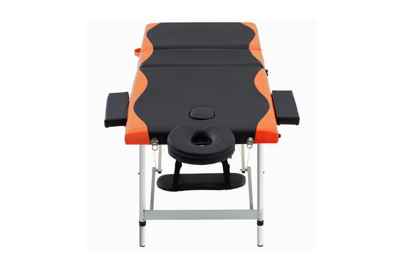 Hopfällbar massagebänk 3 sektioner aluminium och orange - Svart - Massagebänk & massagebord