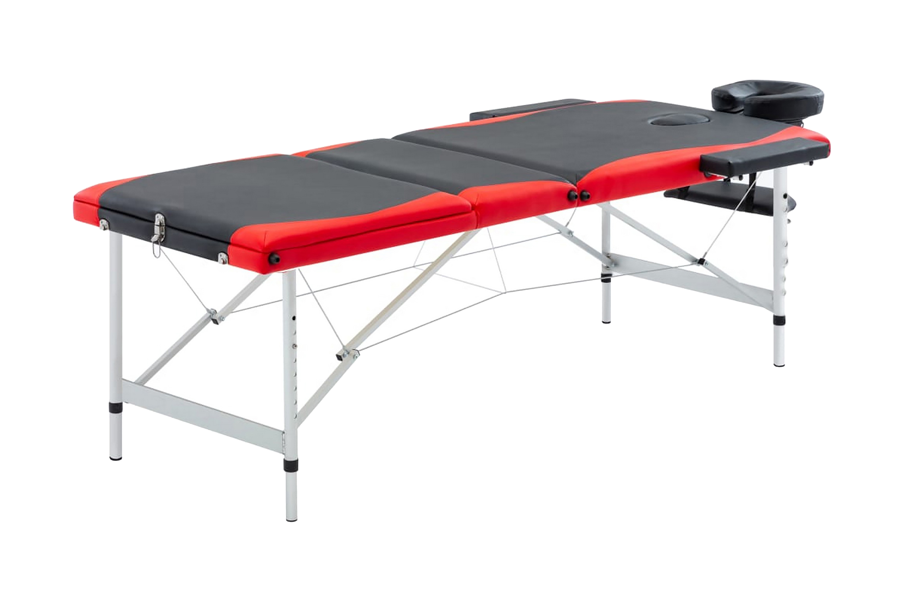 Hopfällbar massagebänk 3 sektioner aluminium svart och röd – Svart