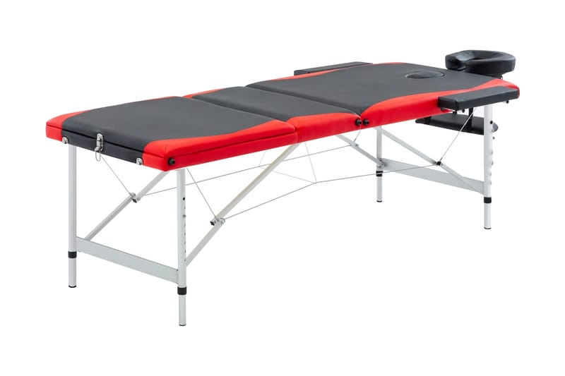 Hopfällbar massagebänk 3 sektioner aluminium svart och röd - Svart - Massagebänk & massagebord