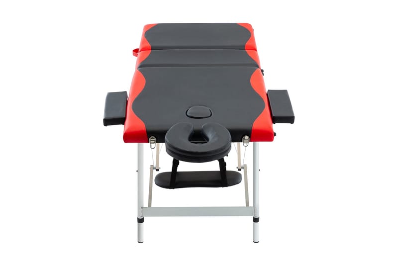 Hopfällbar massagebänk 3 sektioner aluminium svart och röd - Svart - Kök & hushåll - Personvård & hälsa - Massage & välbefinnande - Massagebänk & massagebord