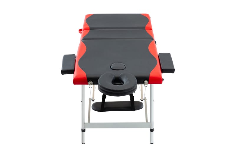 Hopfällbar massagebänk 3 sektioner aluminium svart och röd - Svart - Massagebänk & massagebord