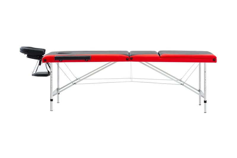 Hopfällbar massagebänk 3 sektioner aluminium svart och röd - Svart - Kök & hushåll - Personvård & hälsa - Massage & välbefinnande - Massagebänk & massagebord