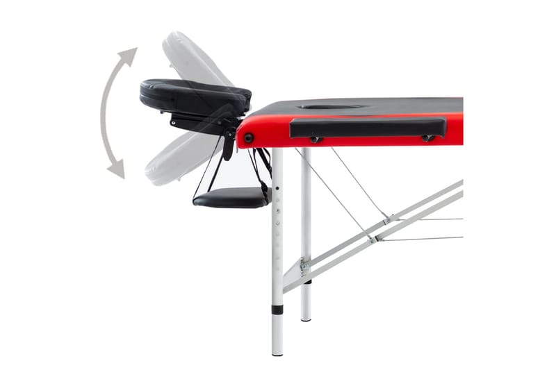 Hopfällbar massagebänk 3 sektioner aluminium svart och röd - Svart - Kök & hushåll - Personvård & hälsa - Massage & välbefinnande - Massagebänk & massagebord