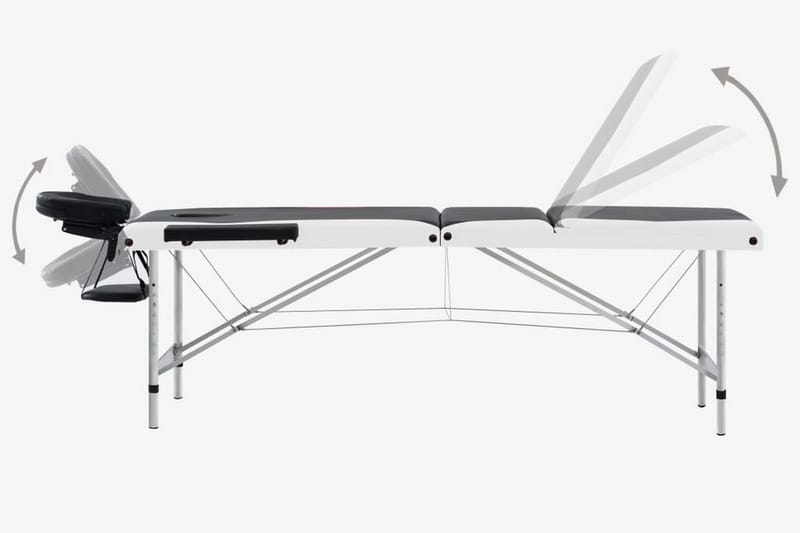 Hopfällbar massagebänk 3 sektioner aluminium svart och vit - Svart - Kök & hushåll - Personvård & hälsa - Massage & välbefinnande - Massagebänk & massagebord
