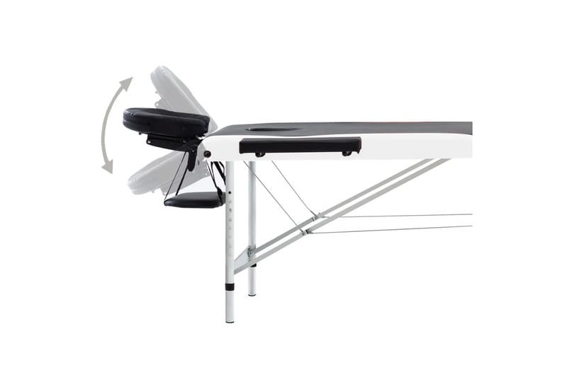 Hopfällbar massagebänk 3 sektioner aluminium svart och vit - Svart - Kök & hushåll - Personvård & hälsa - Massage & välbefinnande - Massagebänk & massagebord