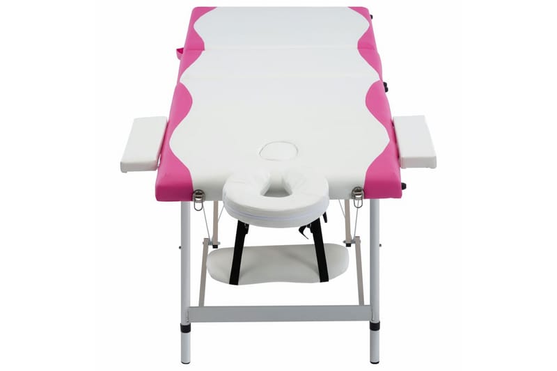 Hopfällbar massagebänk 3 sektioner aluminium vit och rosa - Vit - Kök & hushåll - Personvård & hälsa - Massage & välbefinnande - Massagebänk & massagebord