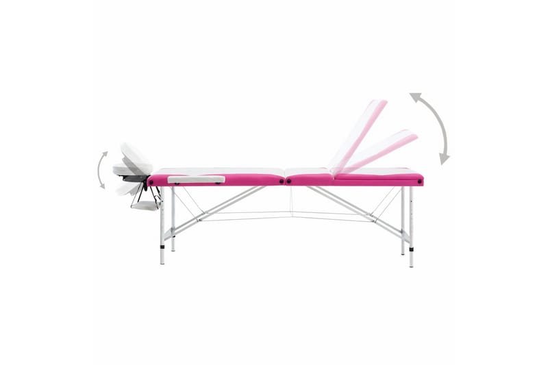 Hopfällbar massagebänk 3 sektioner aluminium vit och rosa - Vit - Kök & hushåll - Personvård & hälsa - Massage & välbefinnande - Massagebänk & massagebord