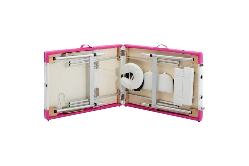 Hopfällbar massagebänk 3 sektioner aluminium vit och rosa - Vit - Kök & hushåll - Personvård & hälsa - Massage & välbefinnande - Massagebänk & massagebord