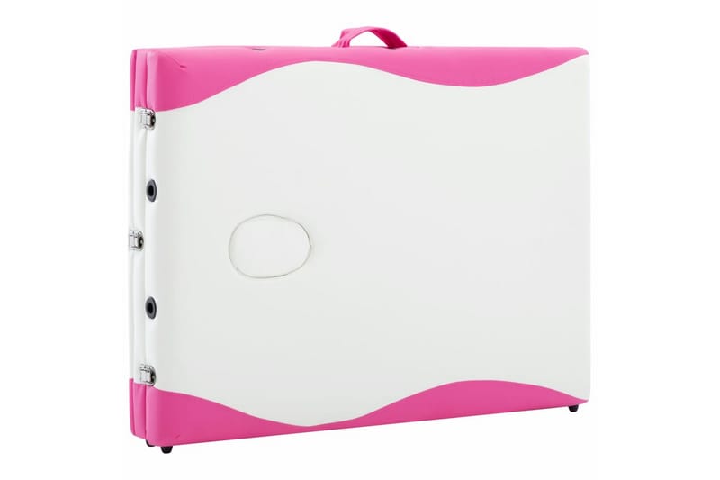 Hopfällbar massagebänk 3 sektioner aluminium vit och rosa - Vit - Kök & hushåll - Personvård & hälsa - Massage & välbefinnande - Massagebänk & massagebord