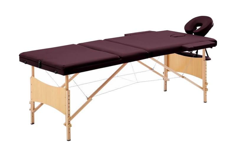Hopfällbar massagebänk 3 sektioner trä lila - Massagebänk & massagebord