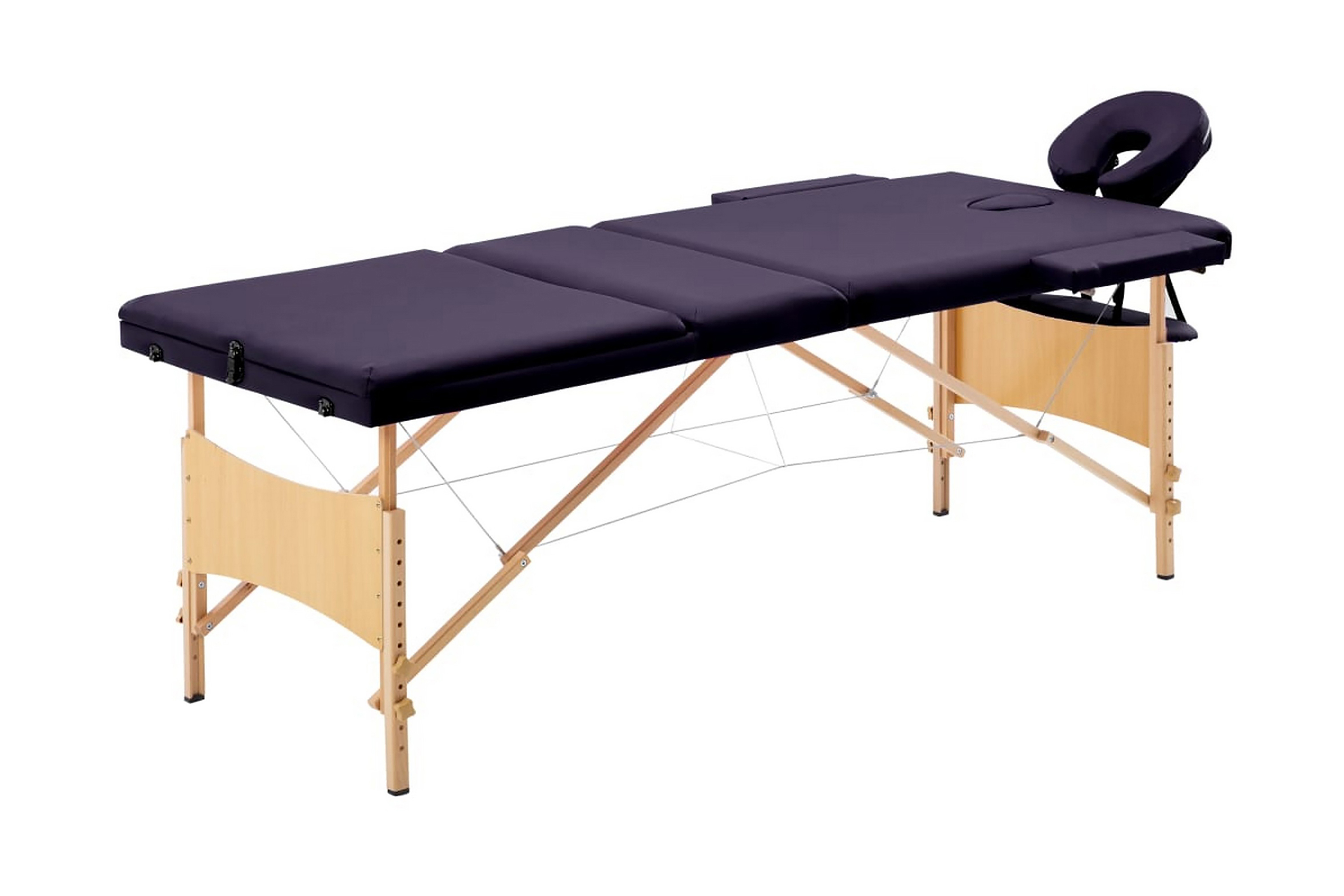 Hopfällbar massagebänk 3 sektioner trä mörklila – Lila