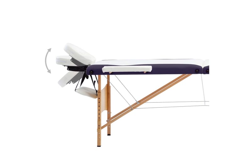 Hopfällbar massagebänk 3 sektioner trä vit och lila - Vit - Massagebänk & massagebord