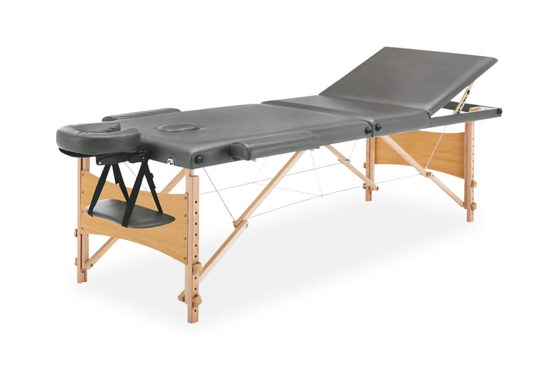 Massagebänk med 3 zoner träram antracit 186x68 cm - Massagebänk & massagebord