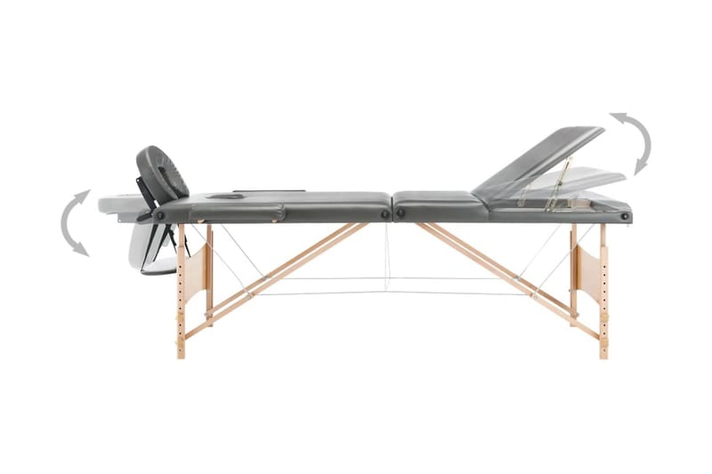 Massagebänk med 3 zoner träram antracit 186x68 cm - Grå - Massagebänk & massagebord