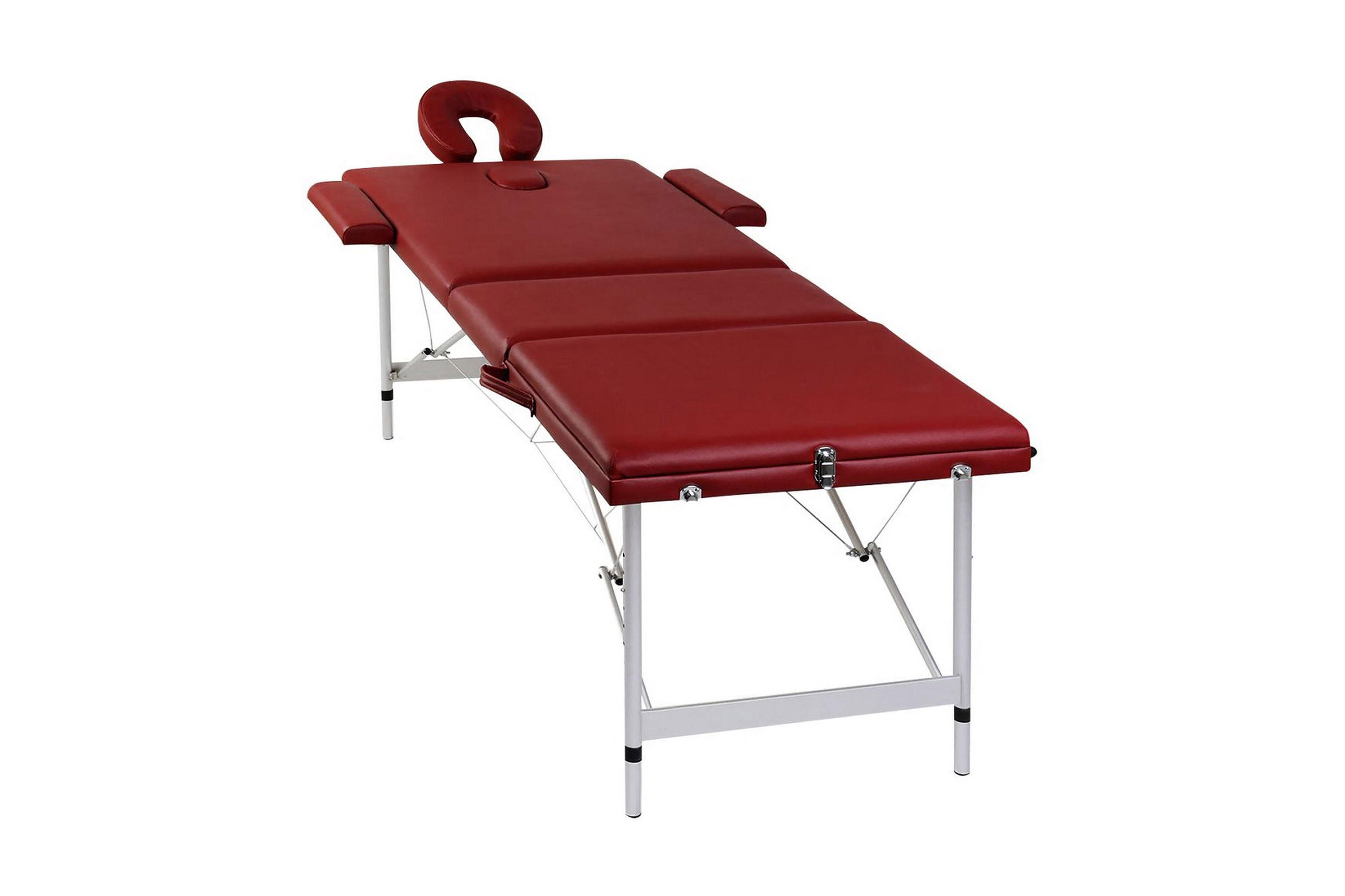 Röd hopfällbar 3-sektions massagebänk med aluminium ram – Röd