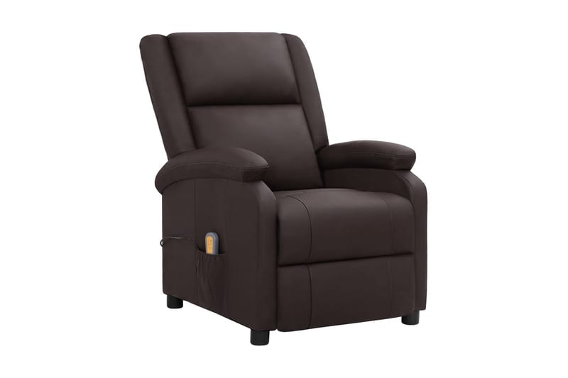 Massagefåtölj brun äkta läder - Brun - Massagestolar & massagefåtöljer