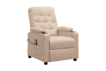 Massagefåtölj gräddvit tyg