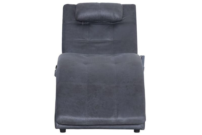 Massageschäslong med kudde grå konstmocka - Grå - Massagestolar & massagefåtöljer