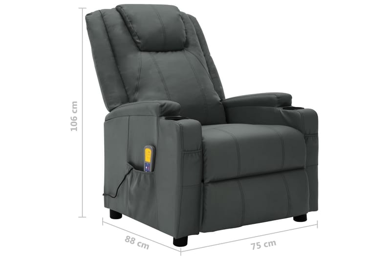 Massagefåtölj antracit konstläder - Grå - Kök & hushåll - Personvård & hälsa - Massage & välbefinnande - Massagestolar & massagefåtöljer