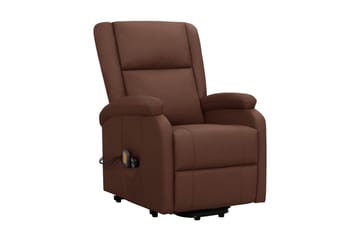 Massagefåtölj med uppresningshjälp Brun konstläder