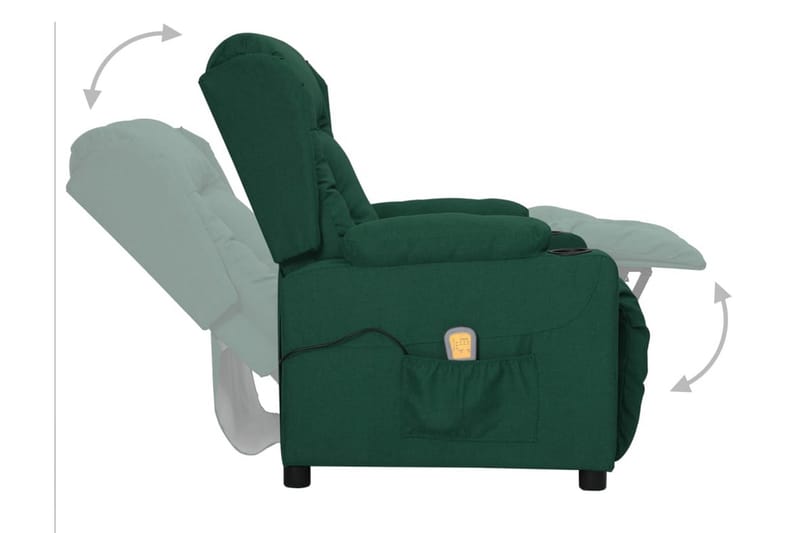 Massagefåtölj med uppresningshjälp mörkgrön tyg - Grön - Kök & hushåll - Personvård & hälsa - Massage & välbefinnande - Massagestolar & massagefåtöljer