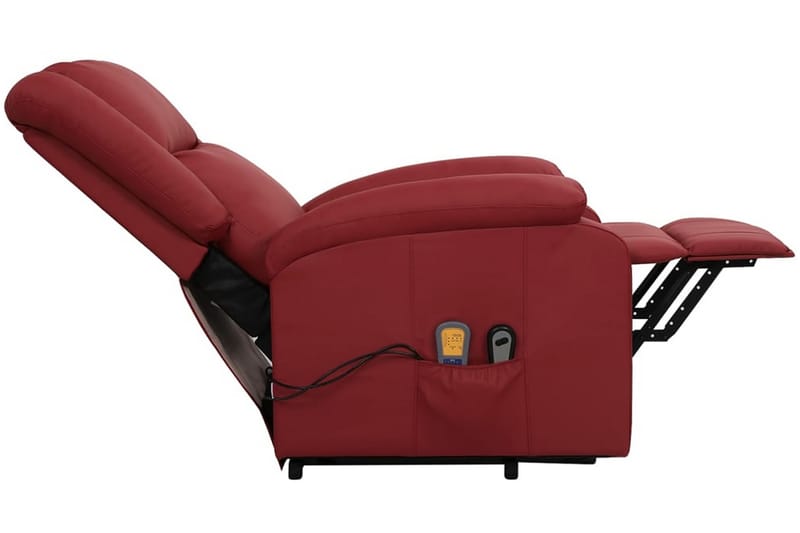 Massagefåtölj med uppresningshjälp Vinröd konstläder - Vinröd - Kök & hushåll - Personvård & hälsa - Massage & välbefinnande - Massagestolar & massagefåtöljer