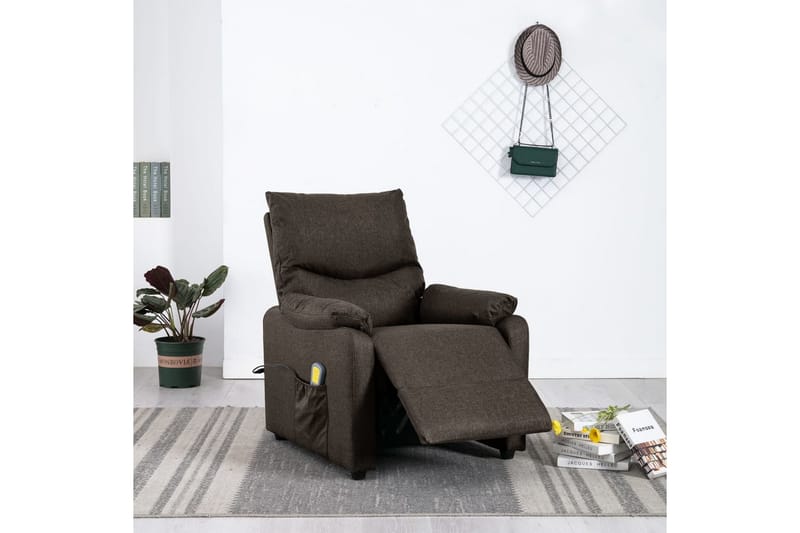 Massagefåtölj mörkbrun tyg - Mörkbrun - Kök & hushåll - Personvård & hälsa - Massage & välbefinnande - Massagestolar & massagefåtöljer