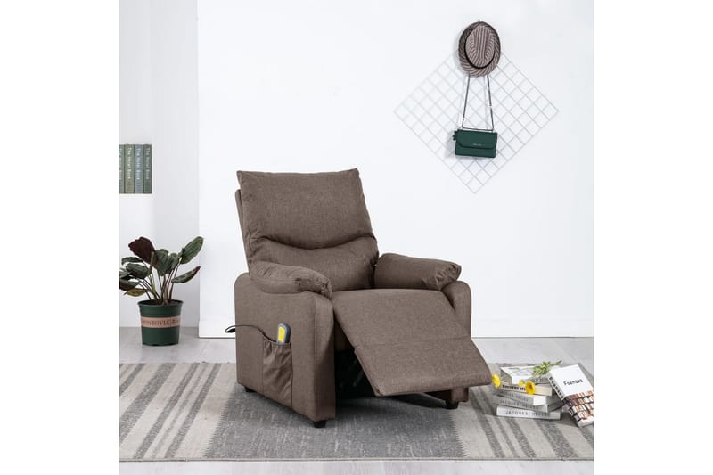 Massagefåtölj taupe tyg - Taupe - Kök & hushåll - Personvård & hälsa - Massage & välbefinnande - Massagestolar & massagefåtöljer